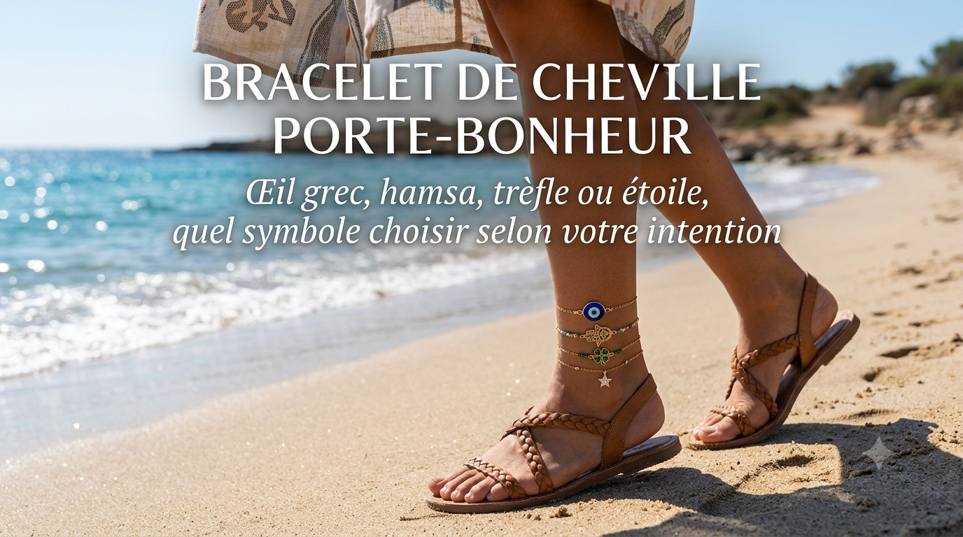 Bracelet de cheville porte-bonheur : œil grec, hamsa, trèfle ou étoile, quel symbole choisir selon votre intention