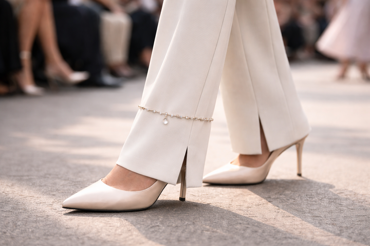 Wearing an anklet over jeans or trousers: trend, style and best practices 