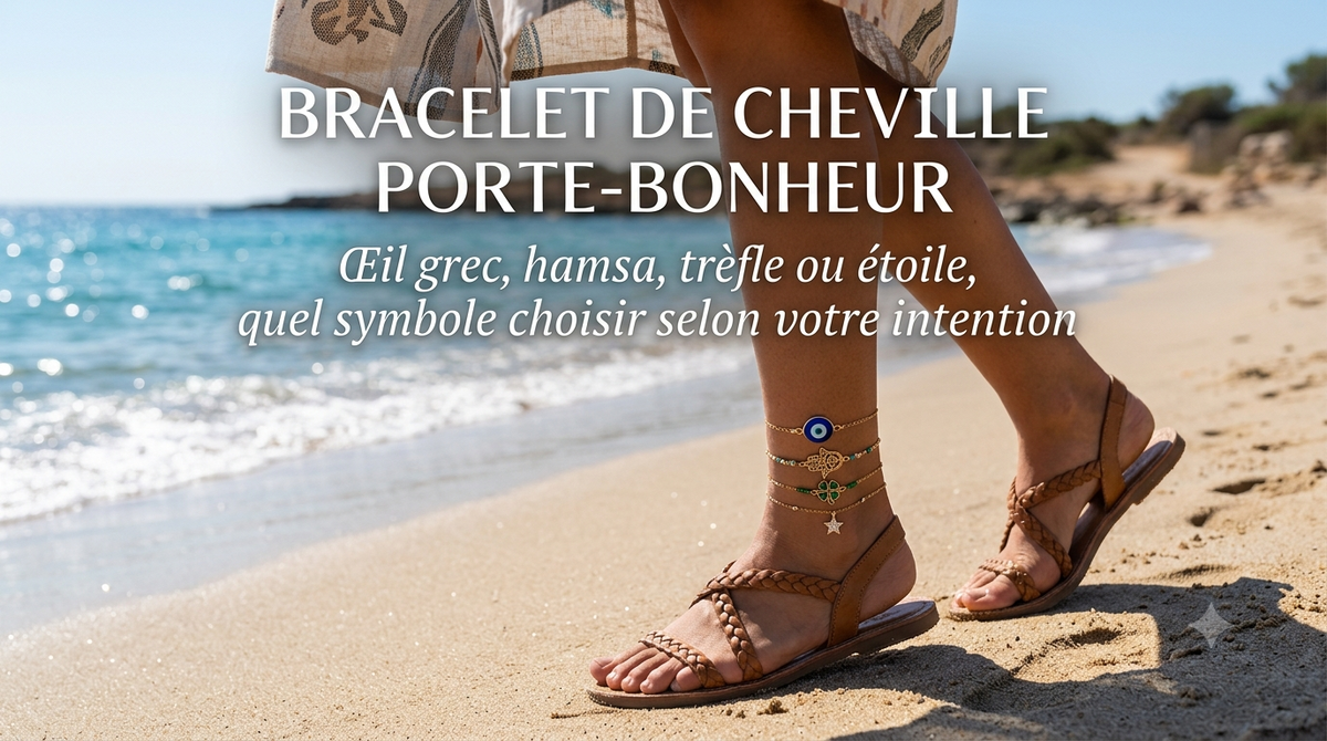 Bracelet de cheville porte-bonheur : œil grec, hamsa, trèfle ou étoile, quel symbole choisir selon votre intention