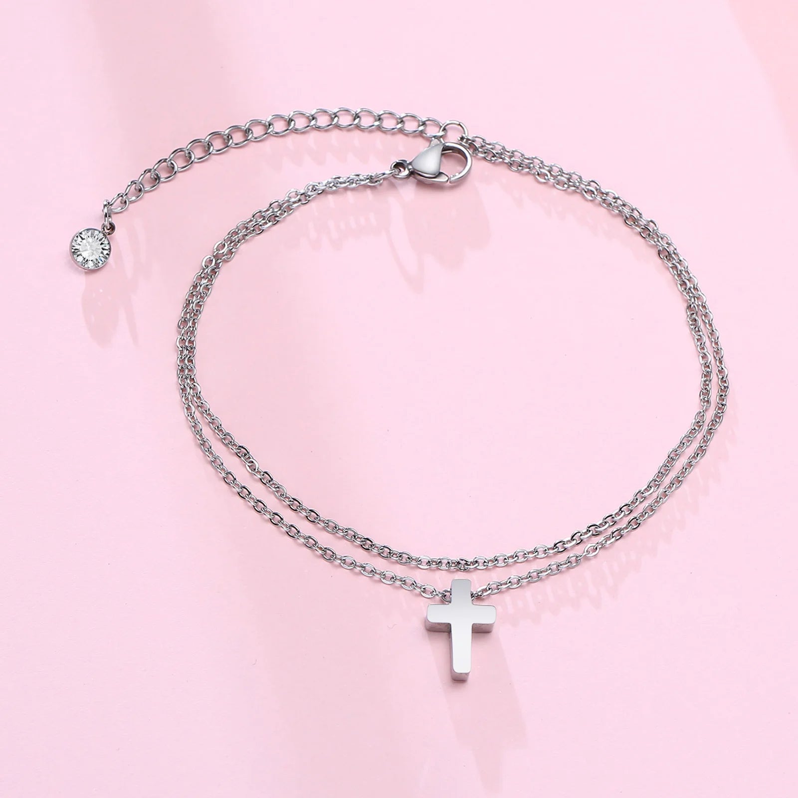 Bracelet de Cheville Homme Acier avec Croix