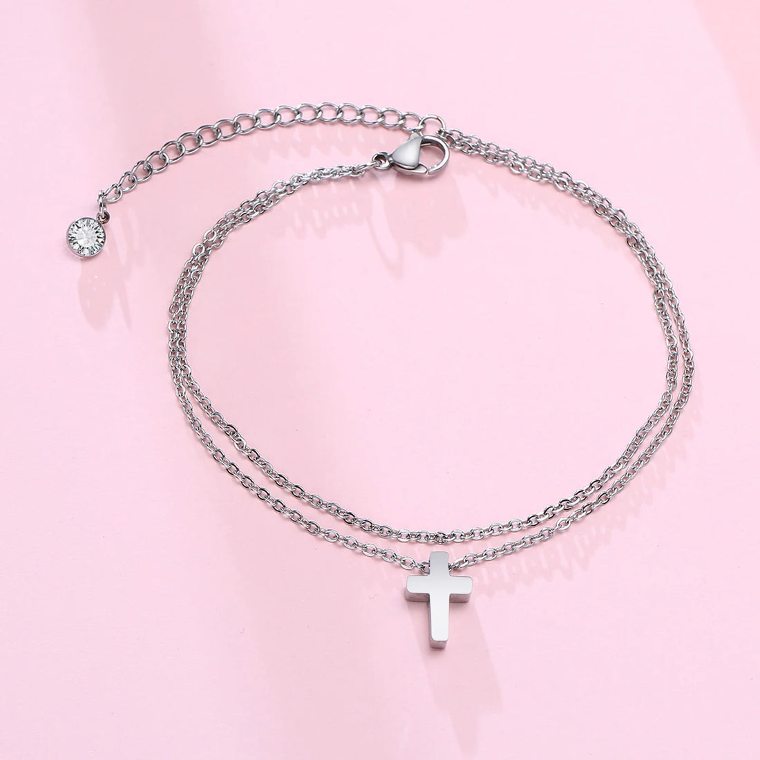 Bracelet de Cheville Homme Acier avec Croix