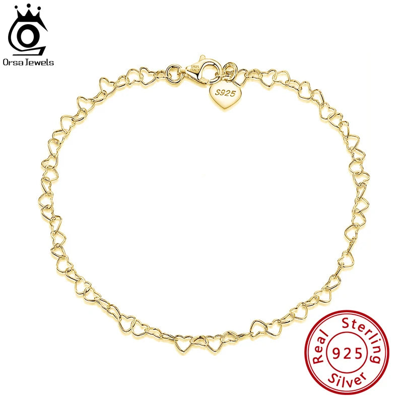 Chaîne de Cheville Argent 925 Maillons Cœurs Ajourés