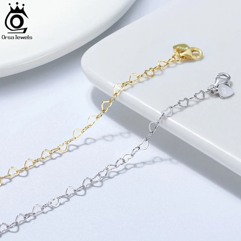 Chaîne de Cheville Argent 925 Maillons Cœurs Ajourés