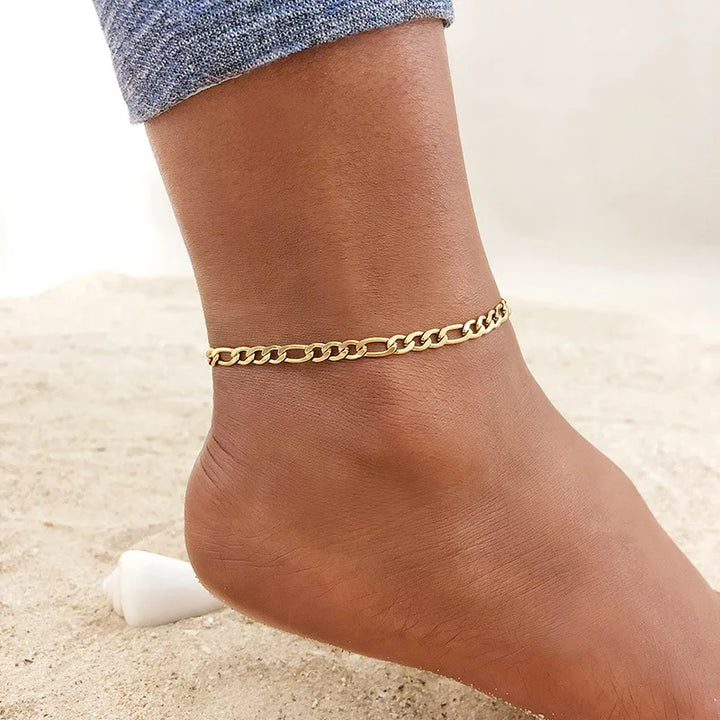 Bracelet de Cheville en Acier Doré pour Femme