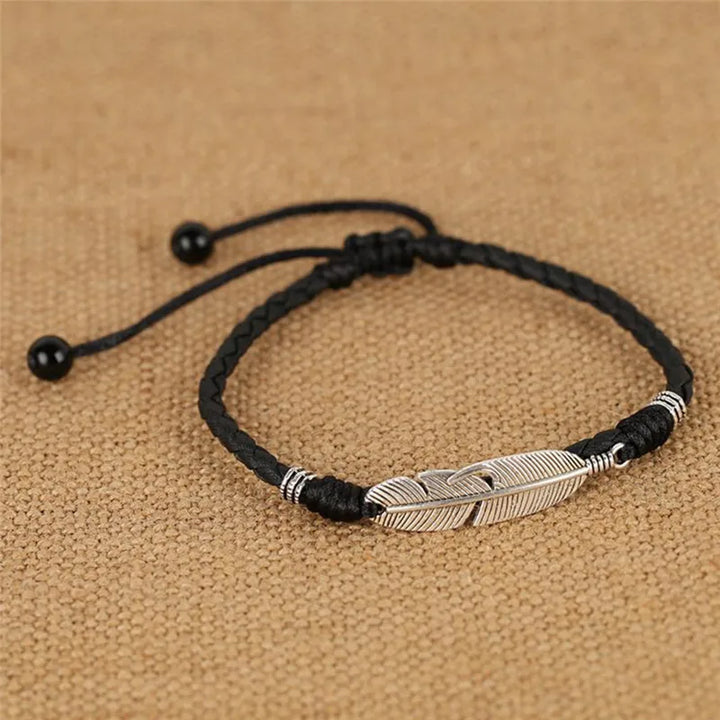 Bracelet de Cheville pour Homme Tissé avec une Plume