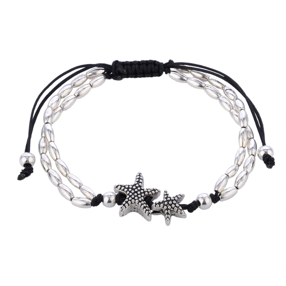 Bracelet de Cheville Tissé avec Etoile de Mer