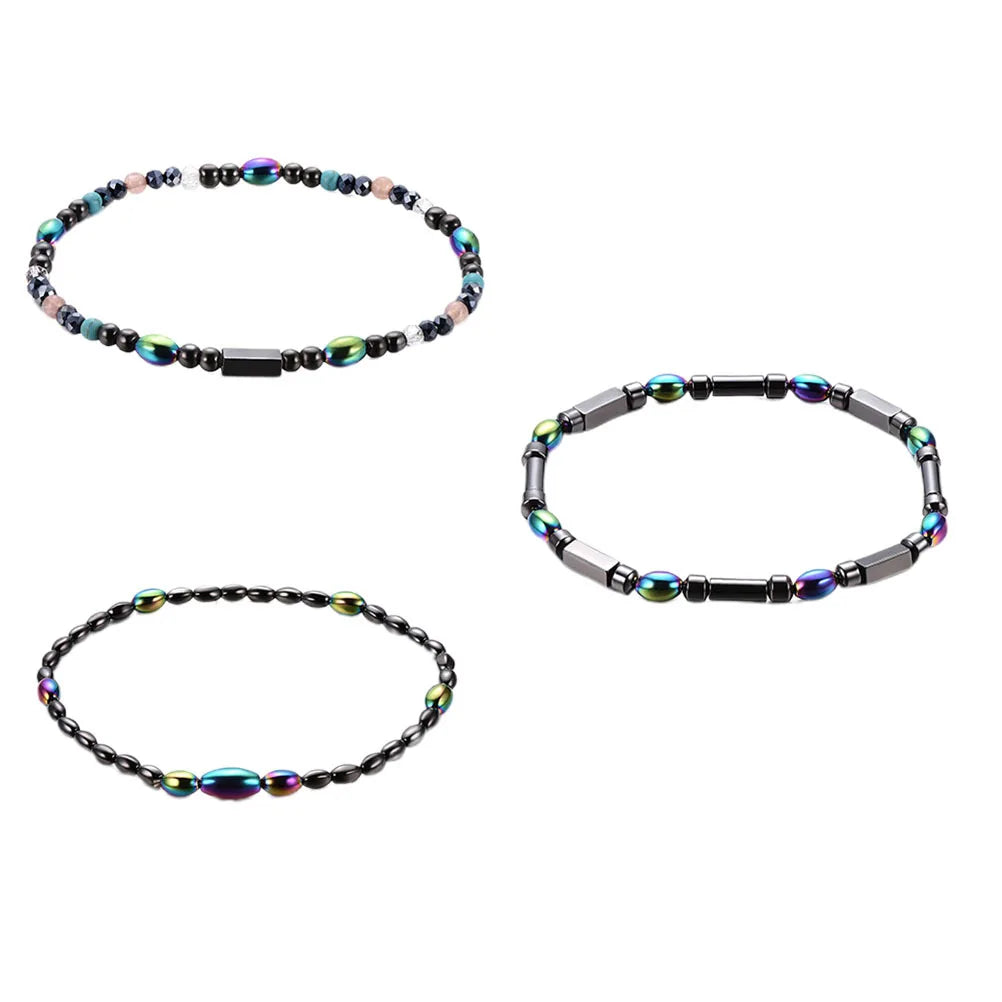 Bracelet de Cheville en Perles Multi-Rangs en Hématite