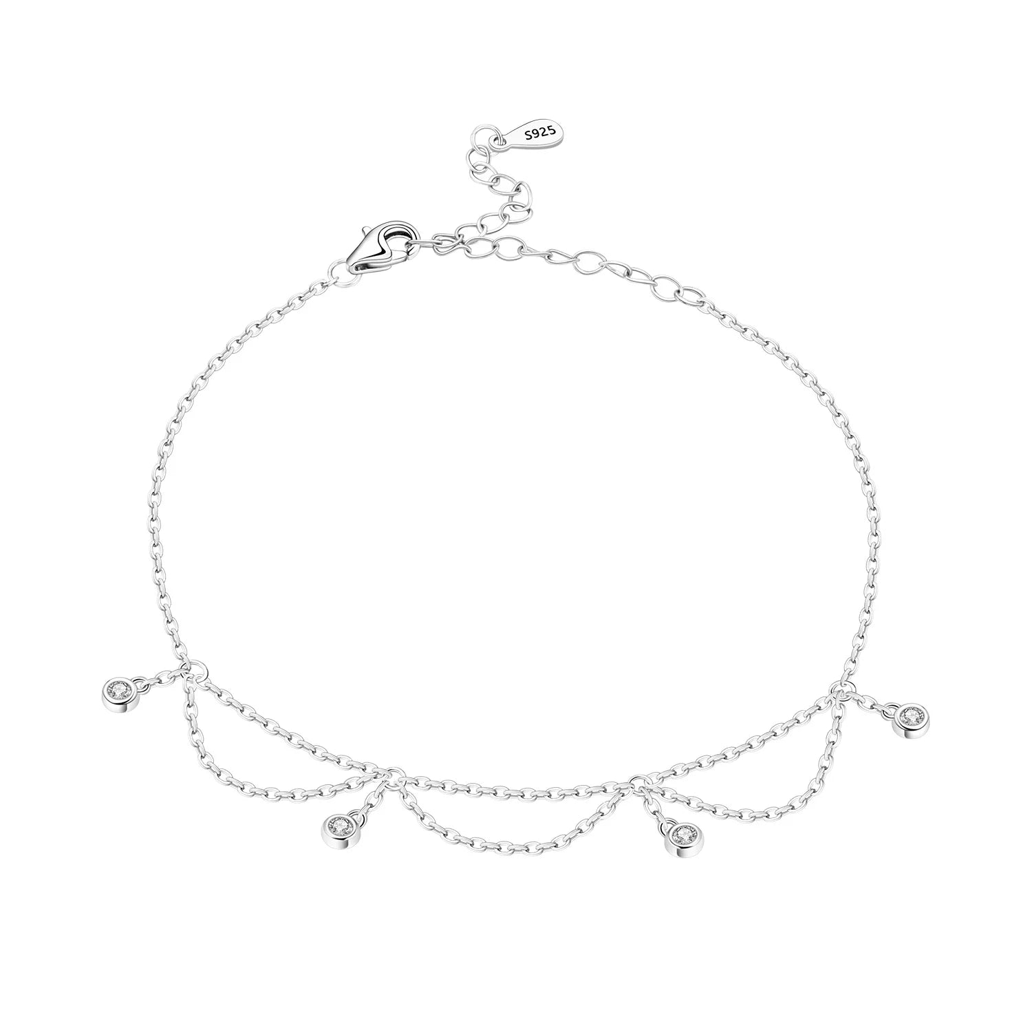 Chaîne de Cheville Argent 925 Cœur Ajouré – Finesse Sterling