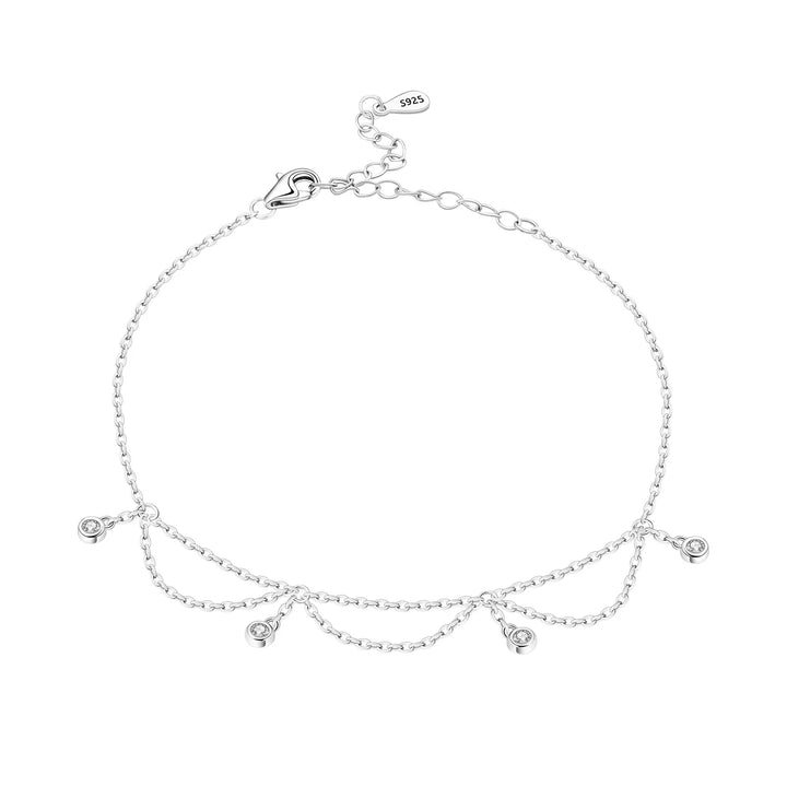 Chaîne de Cheville Argent 925 Cœur Ajouré – Finesse Sterling