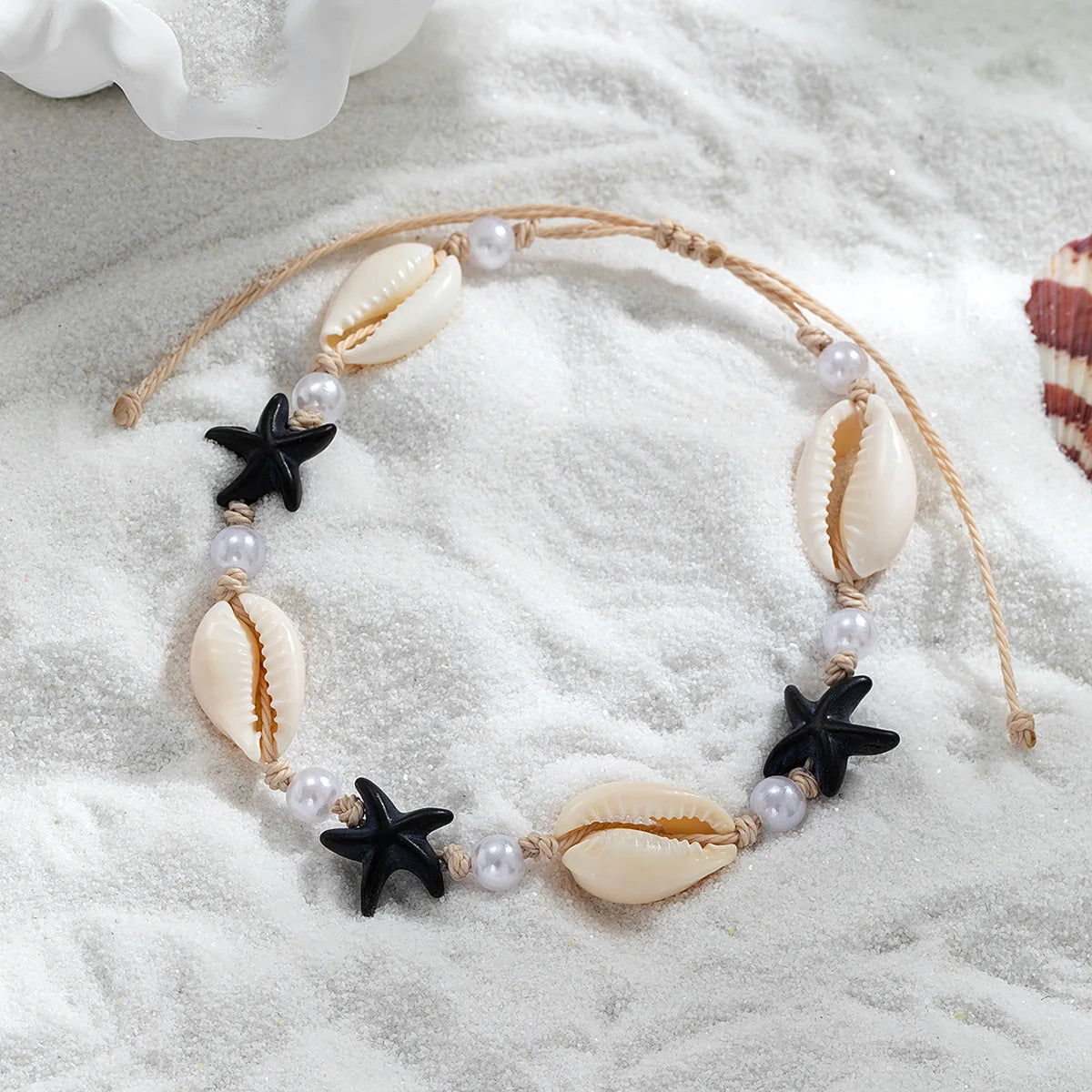 Bracelet de Cheville en Perles avec Coquillage