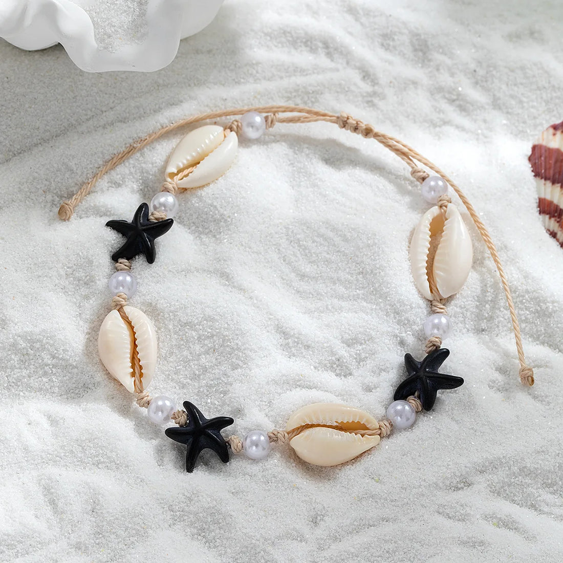Bracelet de Cheville en Perles avec Coquillage