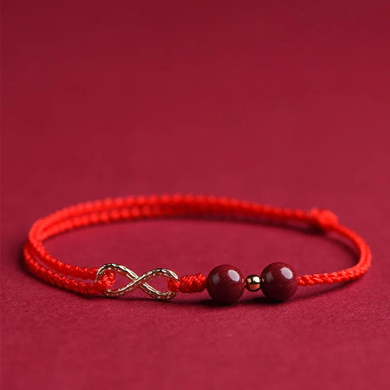 Yellow and Red Chinese Style Woven Ankle Bracelet
