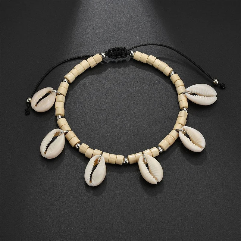 Chaîne de Cheville en Acier avec Pendentifs Style Plage