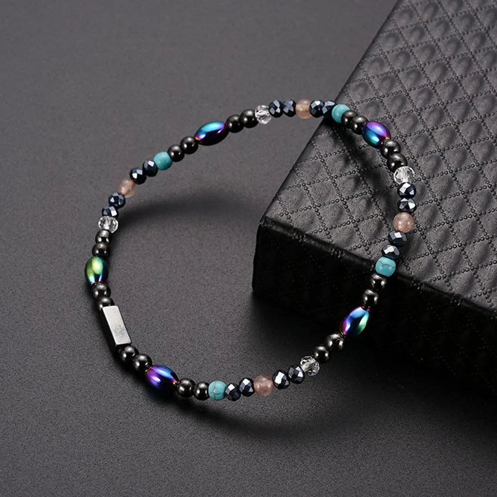 Bracelet de Cheville en Perles Multi-Rangs en Hématite