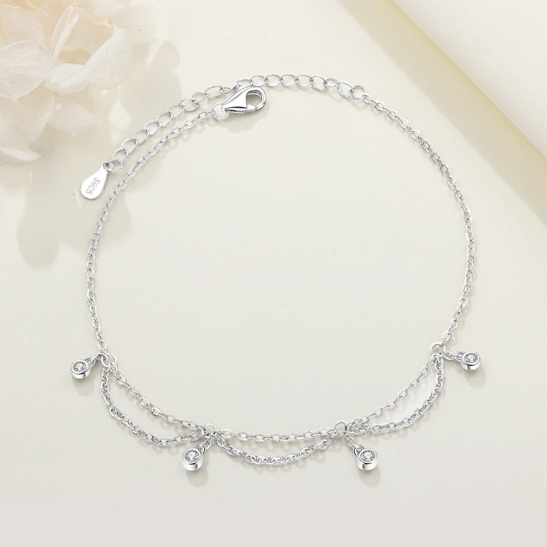 Chaîne de Cheville Argent 925 Cœur Ajouré – Finesse Sterling