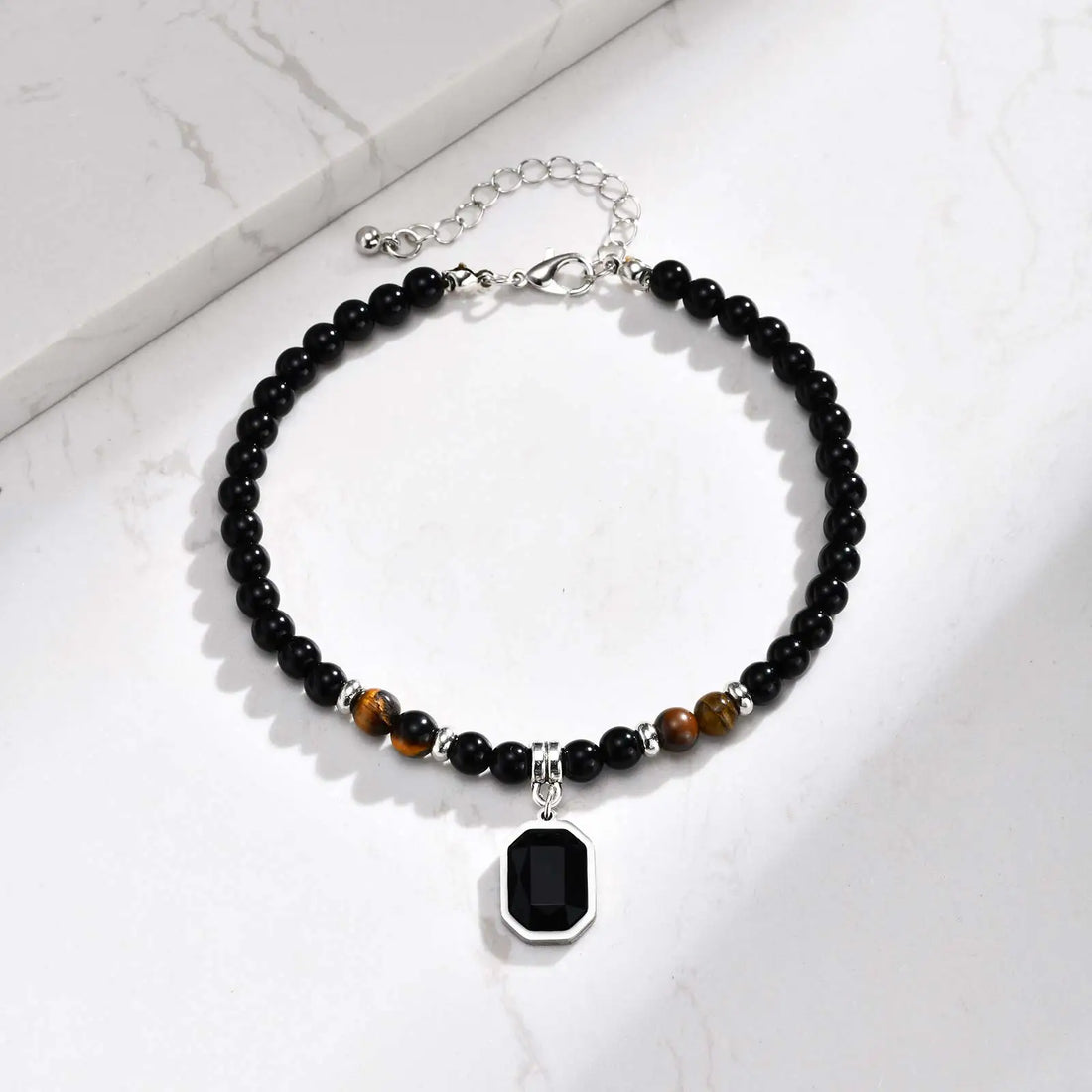 Bracelet de Cheville pour Homme en Perles Noires