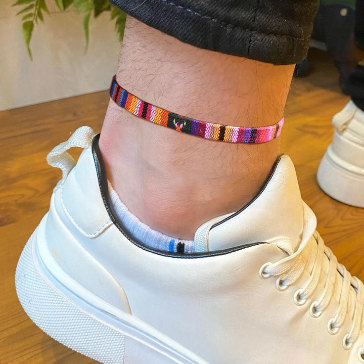 Bracelet de Cheville Tissé Bohème Coloré pour Homme