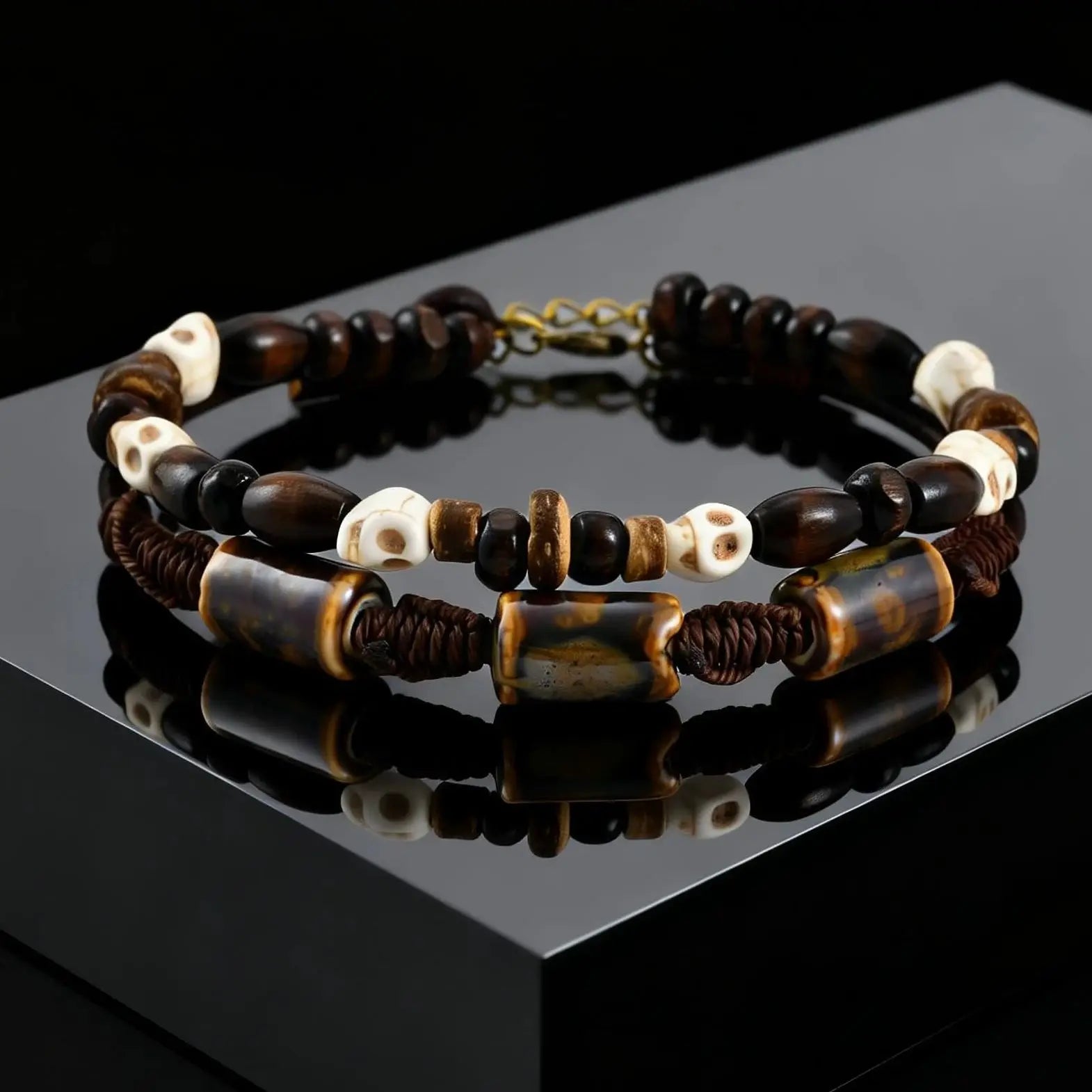 Bracelet de Cheville Homme Vintage en Perles de Coco
