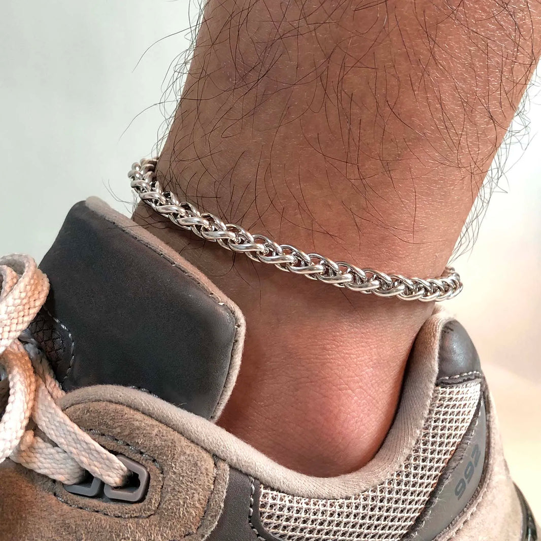 Bracelet de Cheville pour Homme Chaîne Argenté
