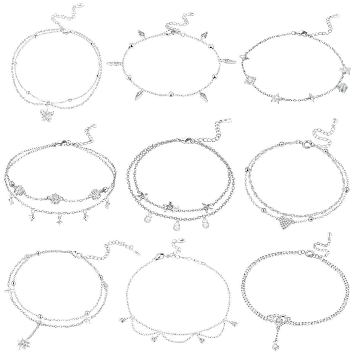 Chaîne de Cheville Argent 925 Cœur Ajouré – Finesse Sterling