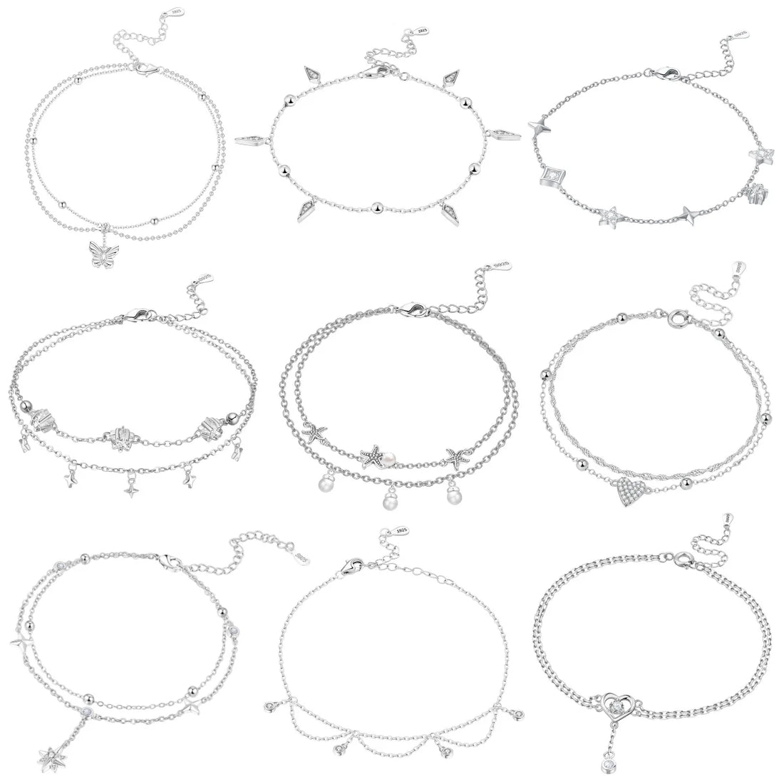 Chaîne de Cheville Argent 925 Cœur Ajouré – Finesse Sterling