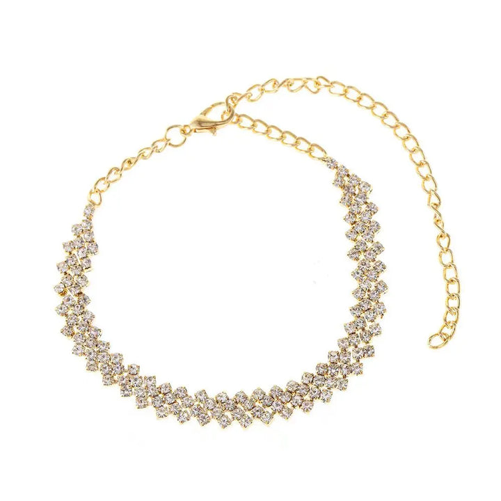 Chaîne de Cheville Dorée à Maillons Brillants