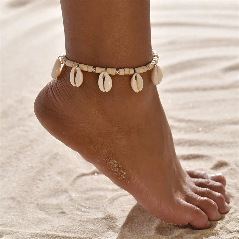Chaîne de Cheville en Acier avec Pendentifs Style Plage