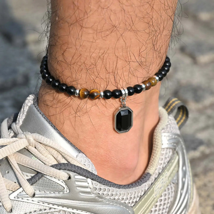 Bracelet de Cheville pour Homme en Perles Noires