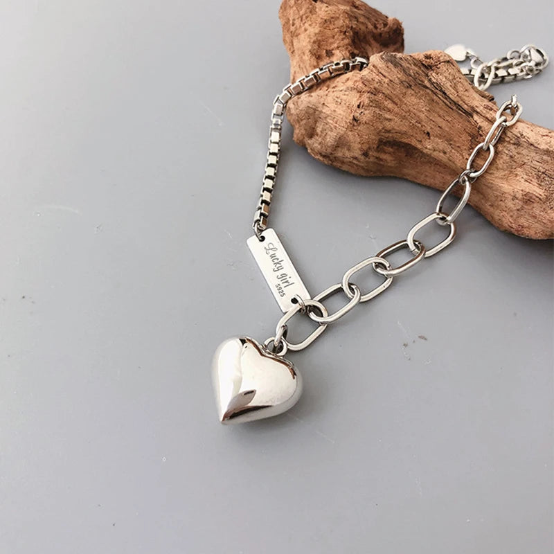 Chaîne de Cheville Cœur Plein Argent 925 – Minimaliste