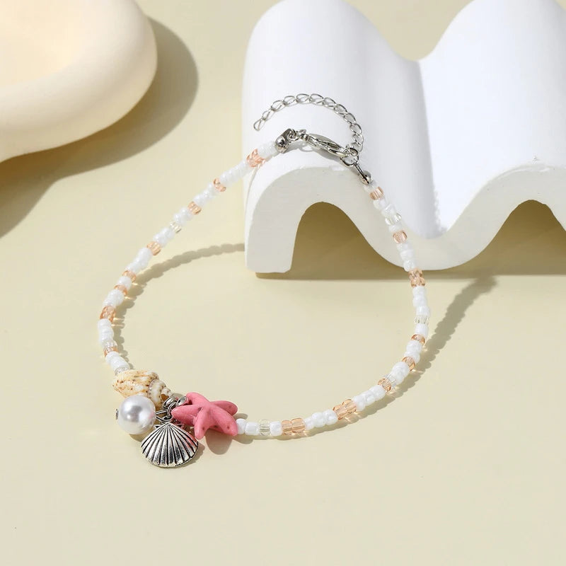 Bracelet de Cheville en Perles Etoile de Mer