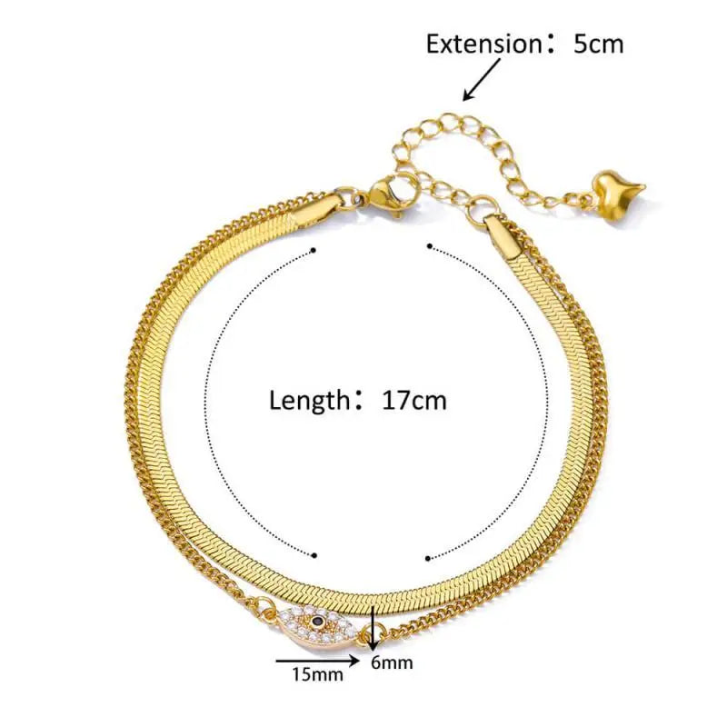 Chaîne de Cheville Dorée avec Croix et Pierres Zirconium