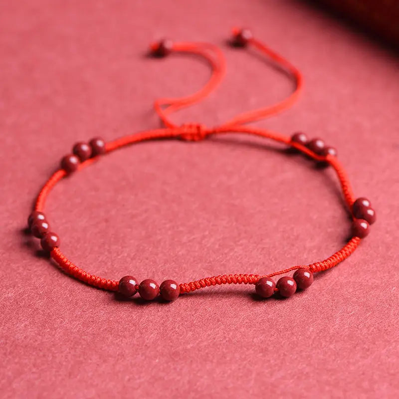 Yellow and Red Chinese Style Woven Ankle Bracelet