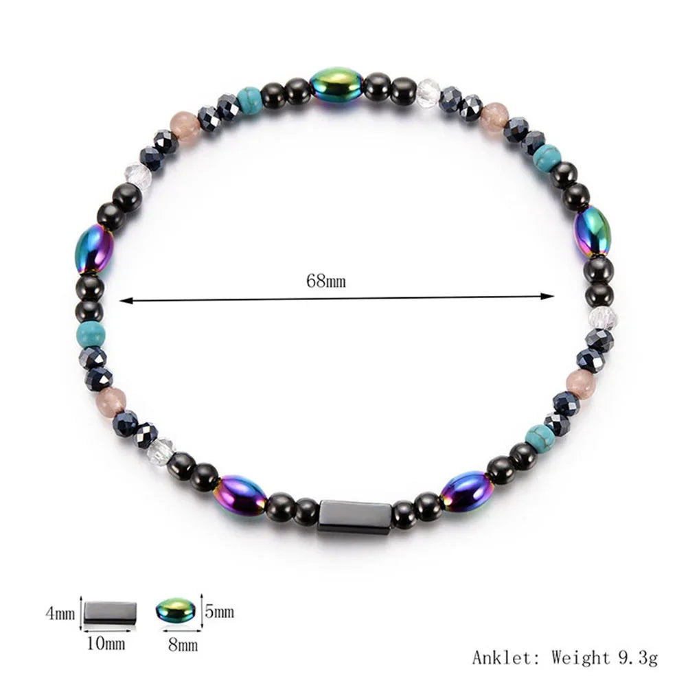 Bracelet de Cheville en Perles Multi-Rangs en Hématite