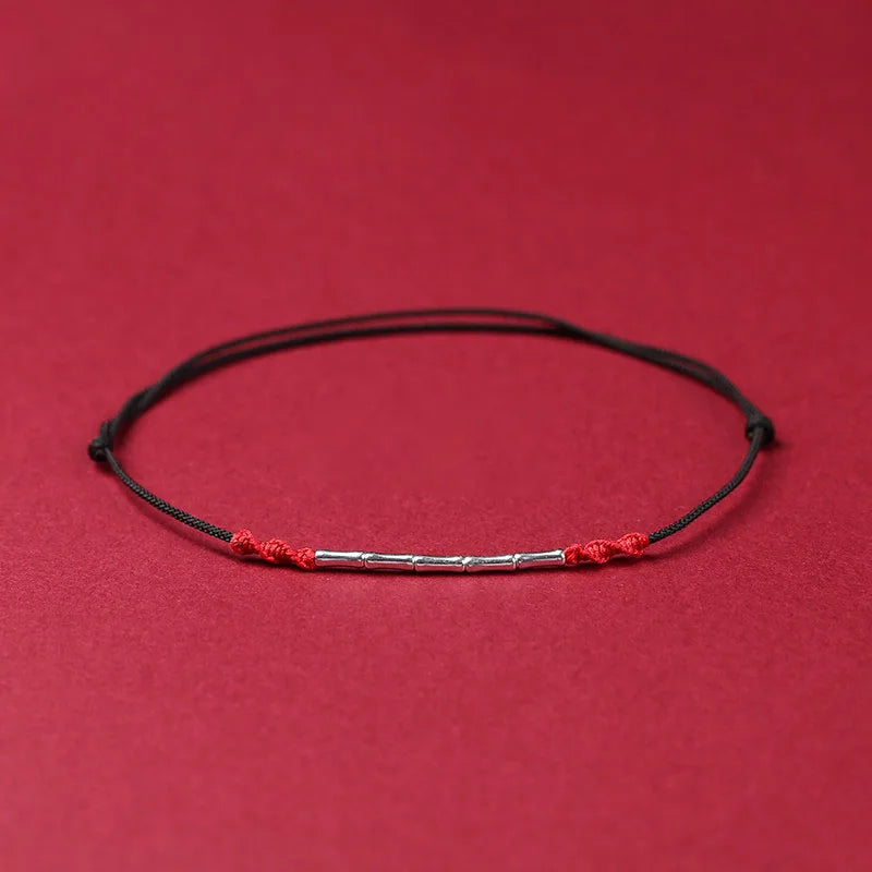Yellow and Red Chinese Style Woven Ankle Bracelet