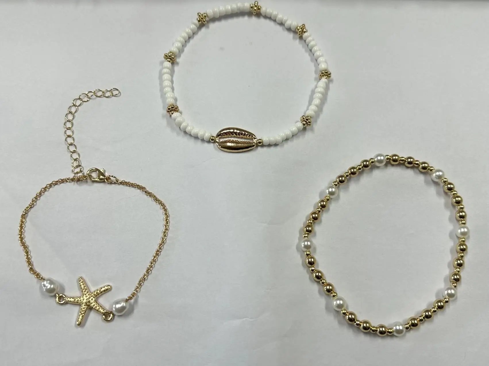 Bracelet de Cheville Bohème Plage en Perles Multi-Rangs