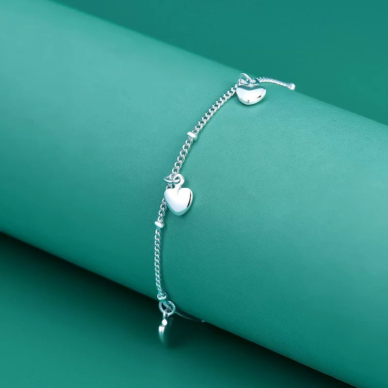 Chaîne de Cheville Argent 925 à Pendentif Cœur – Élégante
