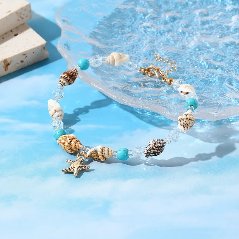 Bracelet de Cheville en Perles Etoile de Mer