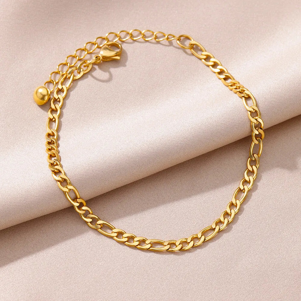 Chaîne de Cheville Dorée avec Croix et Pierres Zirconium
