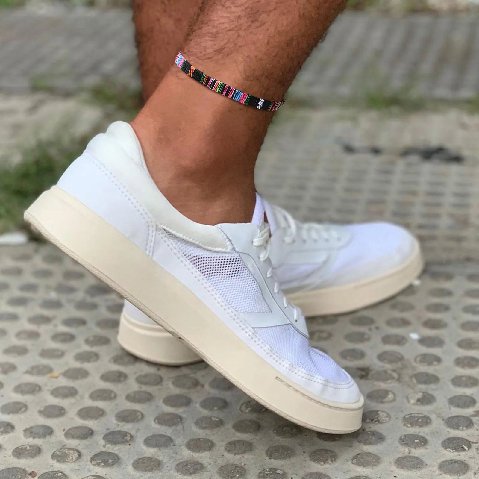 Bracelet de Cheville Tissé Bohème Coloré pour Homme