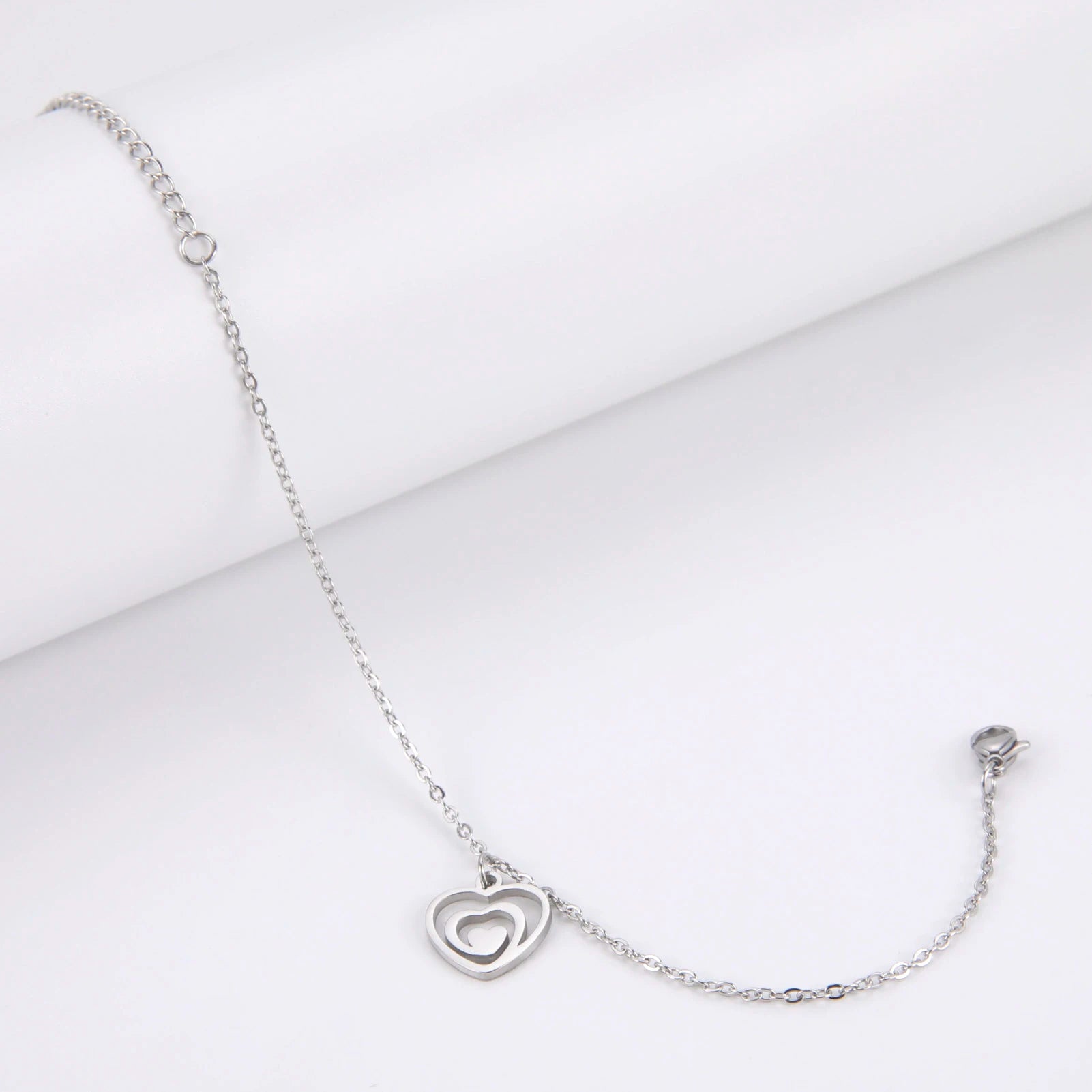 Bracelet de Cheville Cœur Acier Inoxydable – Waterproof