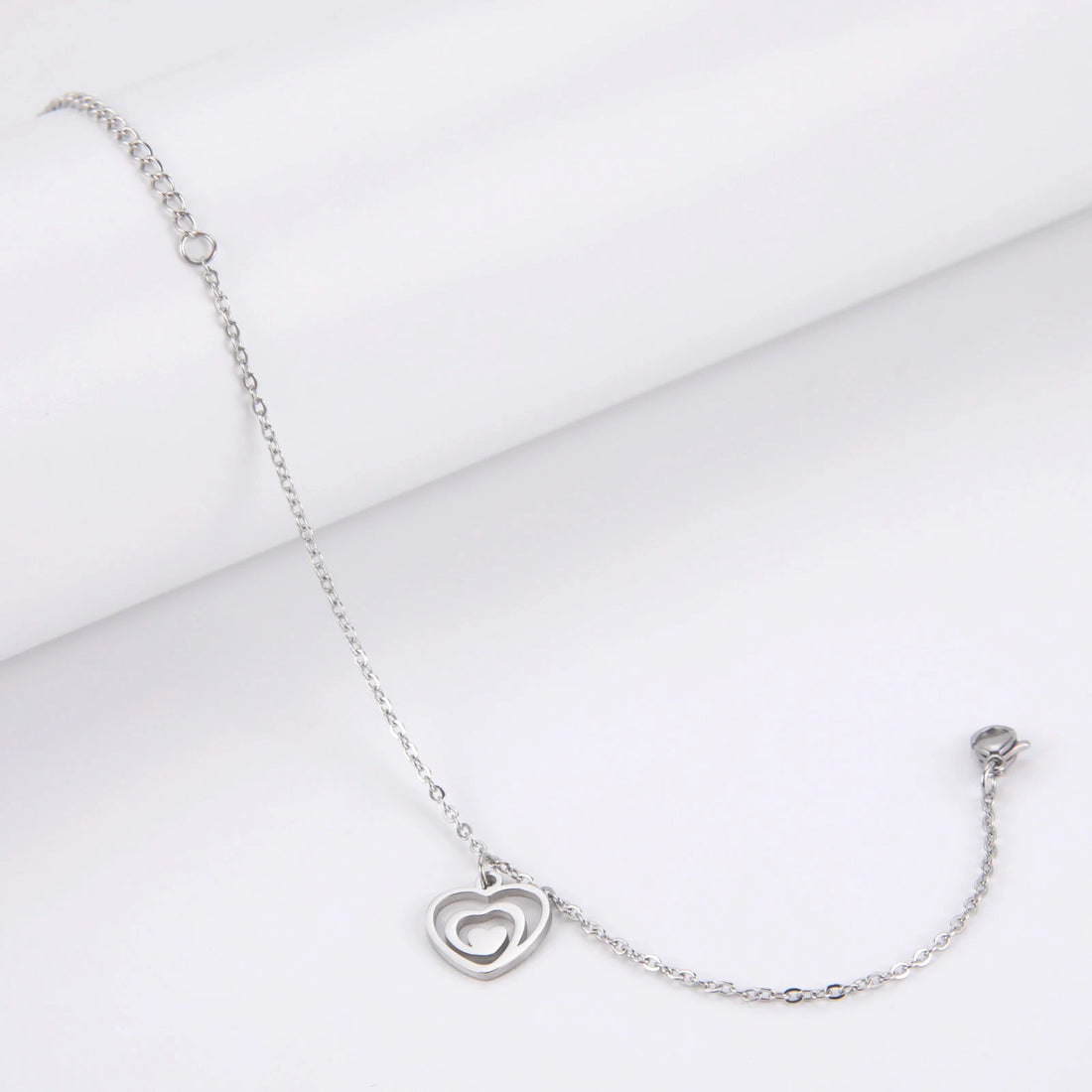 Bracelet de Cheville Cœur Acier Inoxydable – Waterproof
