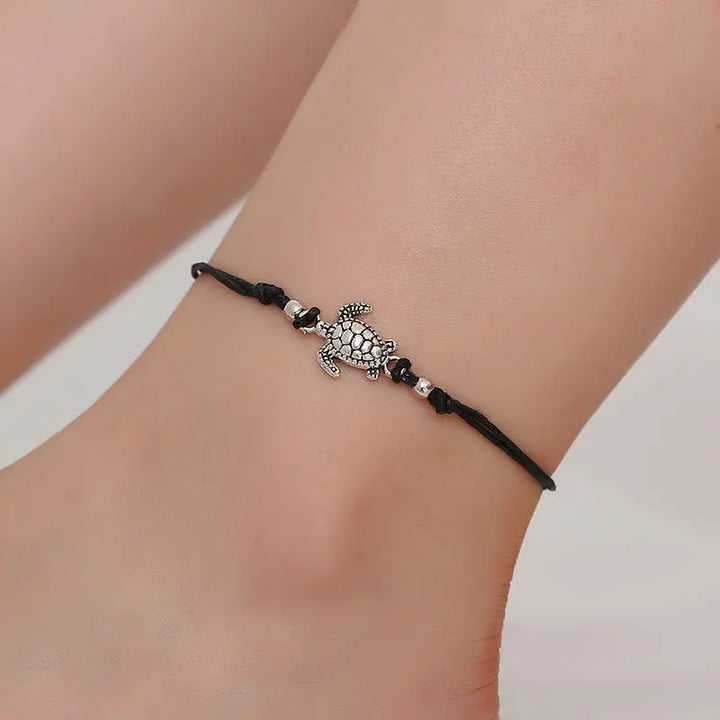 Bracelet de Cheville Tissé avec Tortue