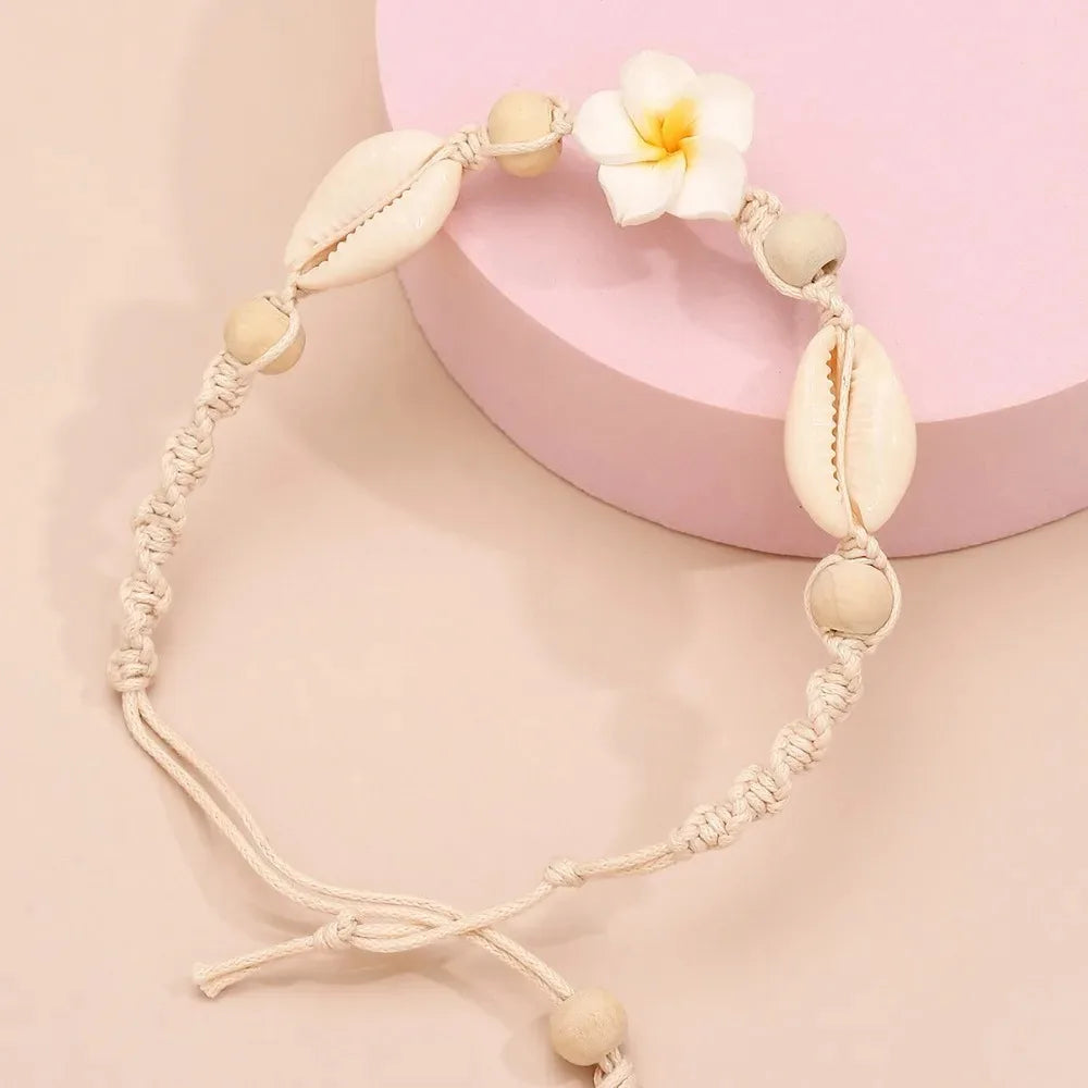 Bracelet de Cheville Coquillage Fleur d'Hibiscus