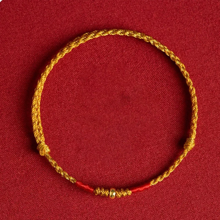 Yellow and Red Chinese Style Woven Ankle Bracelet
