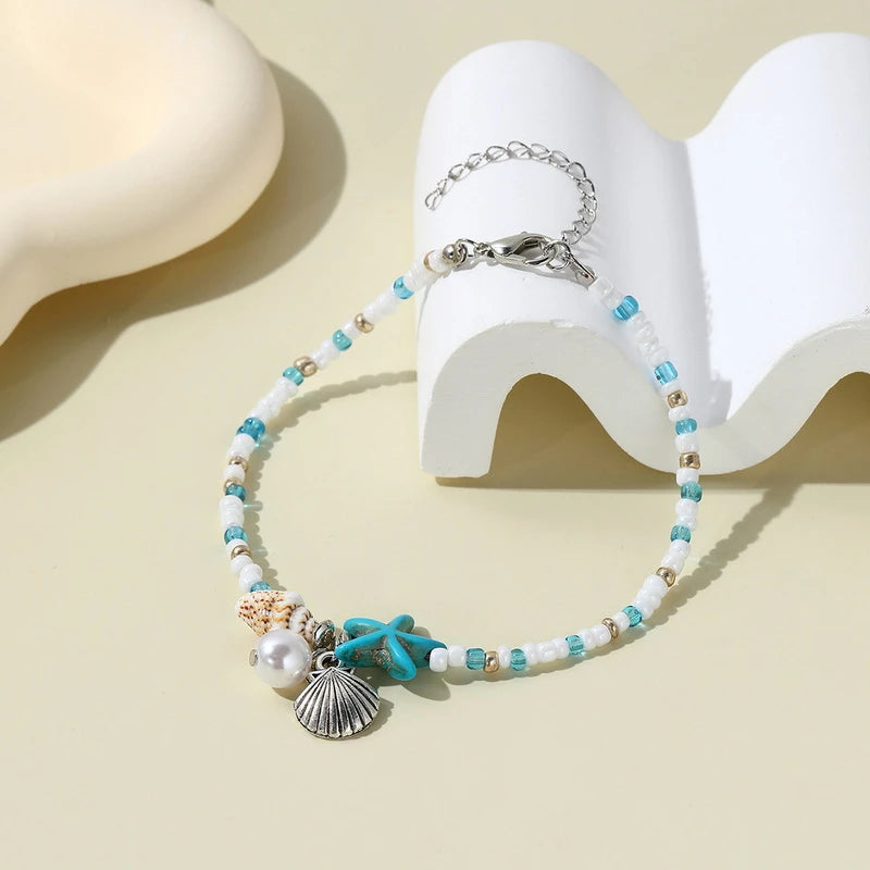 Bracelet de Cheville en Perles Etoile de Mer