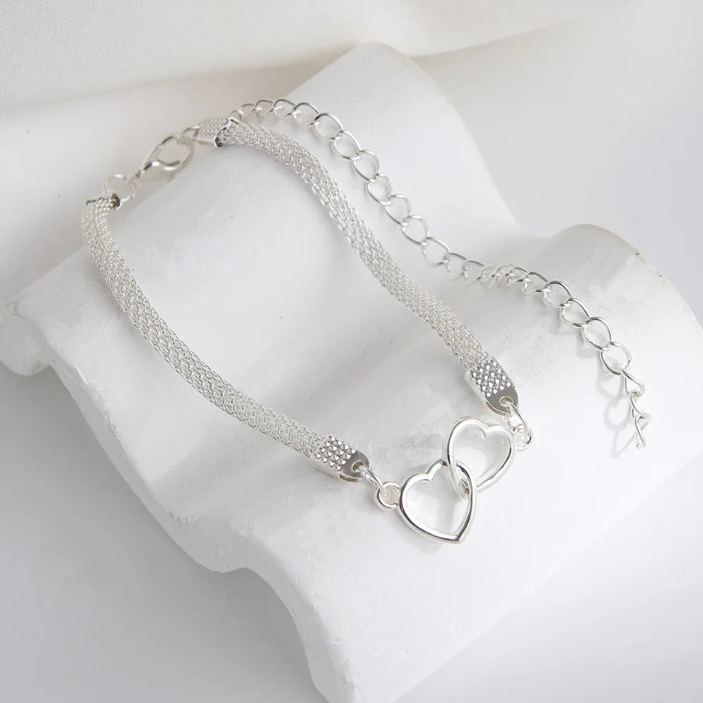 Chaîne de Cheville Cœur Argent 925 – Pendentif Délicat Femme