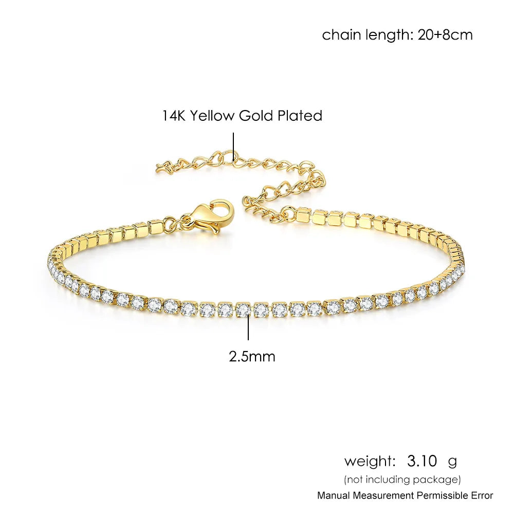 Bracelet de Cheville Tennis Élégant en Strass Argenté