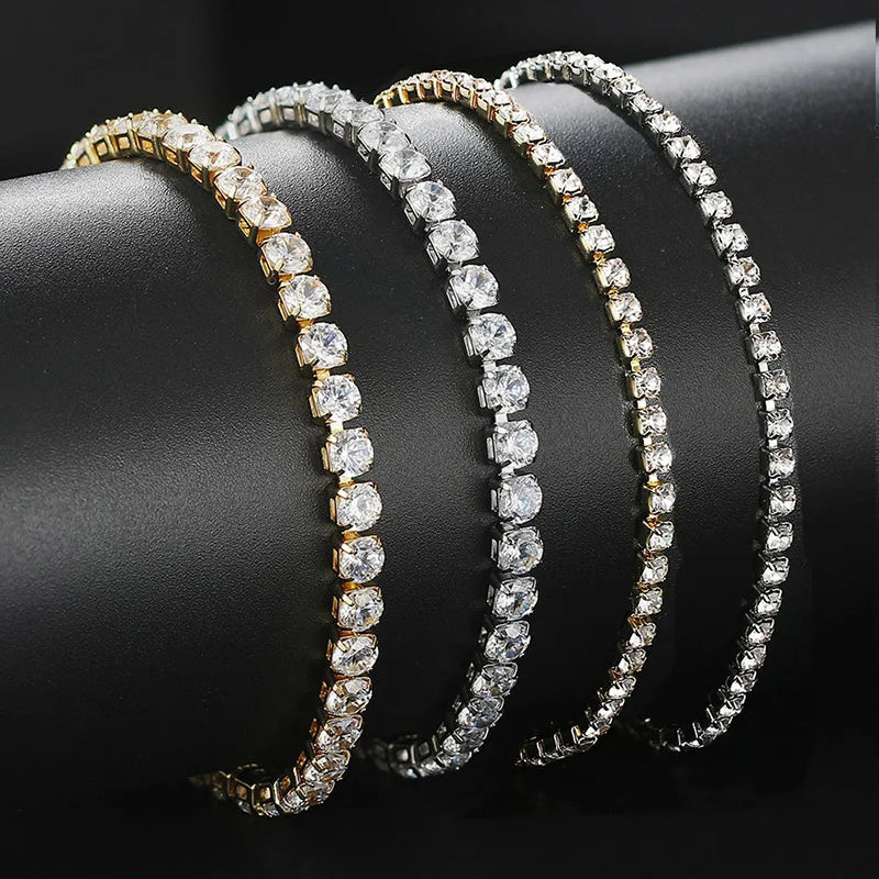 Bracelet de Cheville Tennis Élégant en Strass Argenté