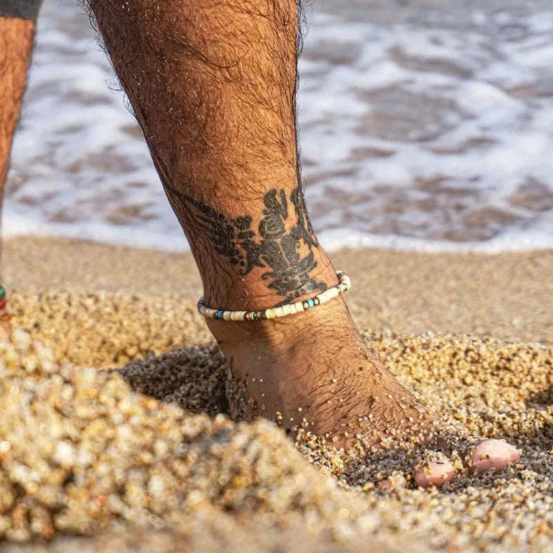 Bracelet de Cheville pour Homme en Perles avec Coquillage