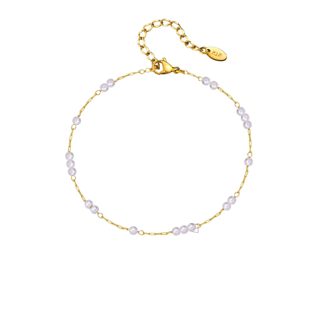 Bracelet de Cheville Minimaliste Doré avec Perles Blanches